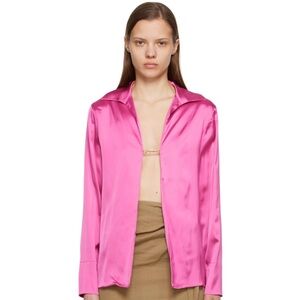 JACQUEMUS Pink Le Papier “Le Chemise Notte” satin blouse shirt
